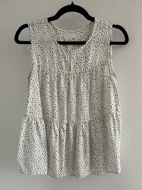 GAP White Polka Dot Sleeveless Blouse